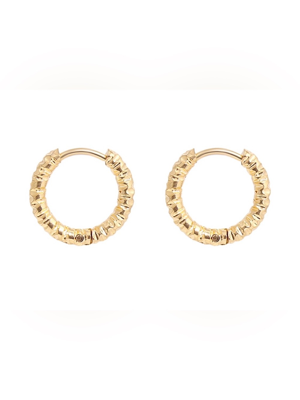 14k Gold Filled Textured Huggie Hoop Earrings - Picture 1 of 1